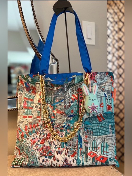 The Unbranded Brand Handbags - NEW Vibrant Art Printed Canvas Tote Shopping Bag w Handles and Embellishments